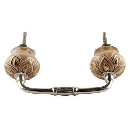 Golden Flower Ceramic Bridge Handle